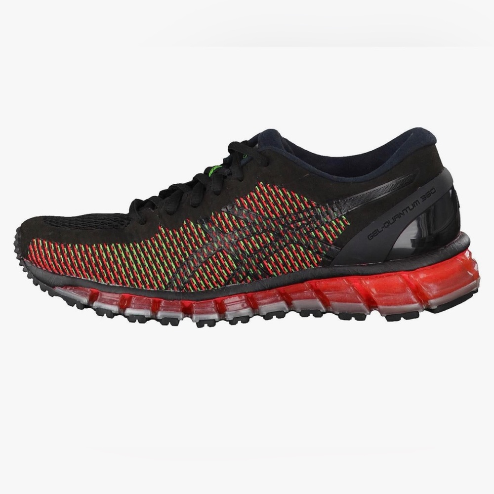 Asics Gel-Quantum 360 Black with Red and Green Knit Running Shoes